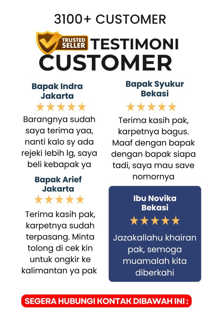 Testimoni customer karpet masjid Turkistan Carpets dari berbagai daerah di Indonesia